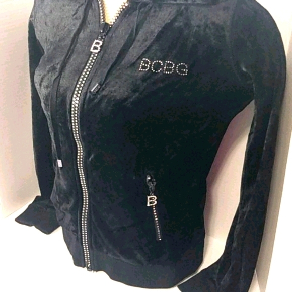 BCBG MAXAZRIA BLACK RHINESTONE HOODIE SIZE SMALL - Picture 2 of 9